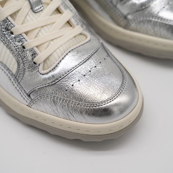 Size 36.5eu 6.5 US Gucci MAC80 Sneakers Metallic Silver Grey White GG - Picture 7 of 13